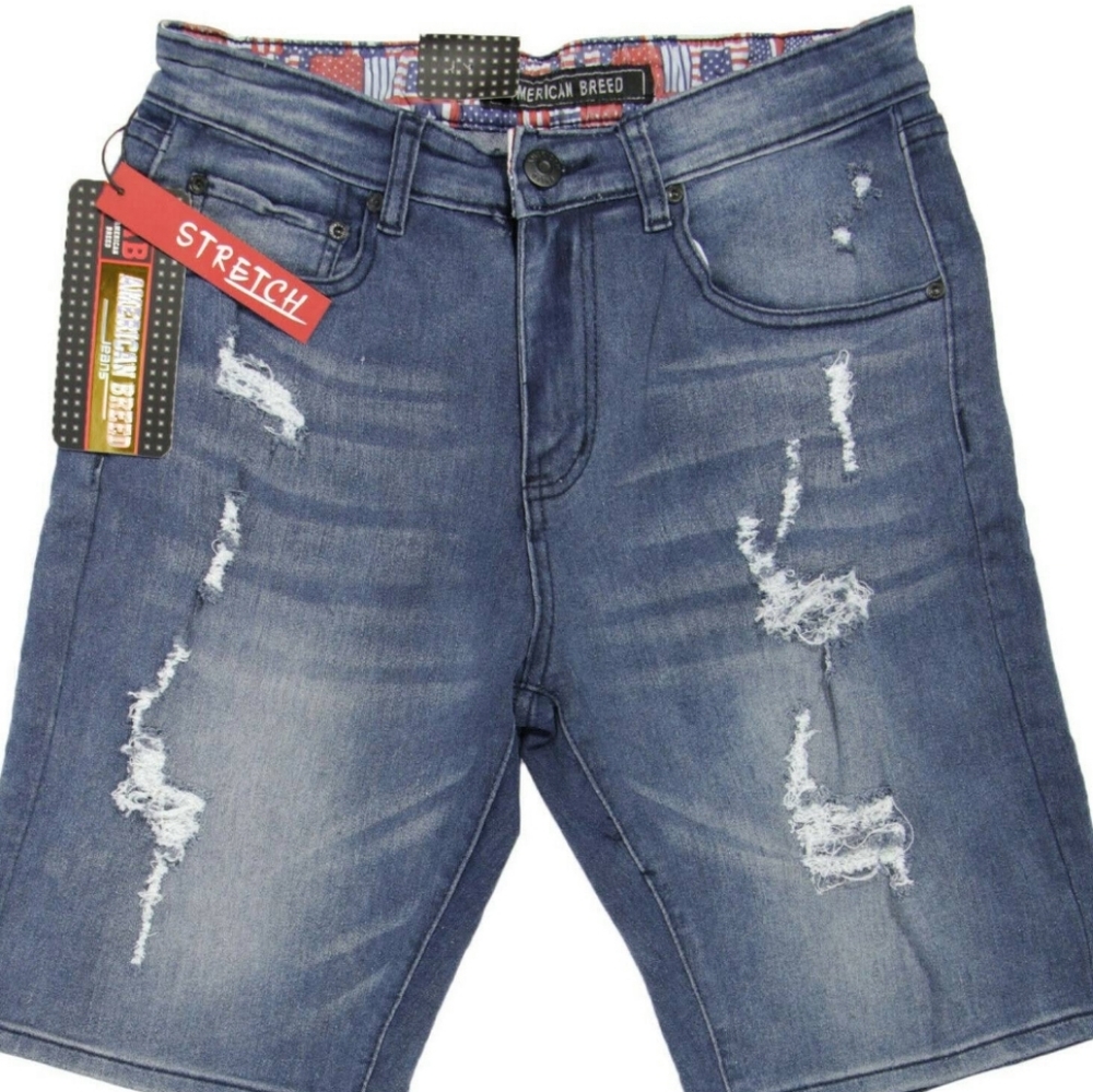 American Breed▪️ Distressed Stretch Denim Shorts, Size 32, NWT